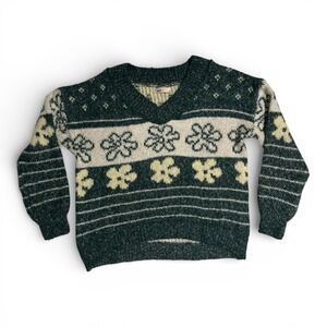 St Patrick's Day Green Clover Fair Isle Sweater Irish Pub Crawl Small